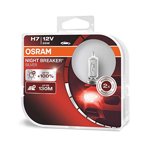 OSRAM NIGHT BREAKER SILVER H7, 100% more brightness, halogen headlamp, 64210NBS-HCB, 12V, passenger car, duo box (2 lamps) - Image 1