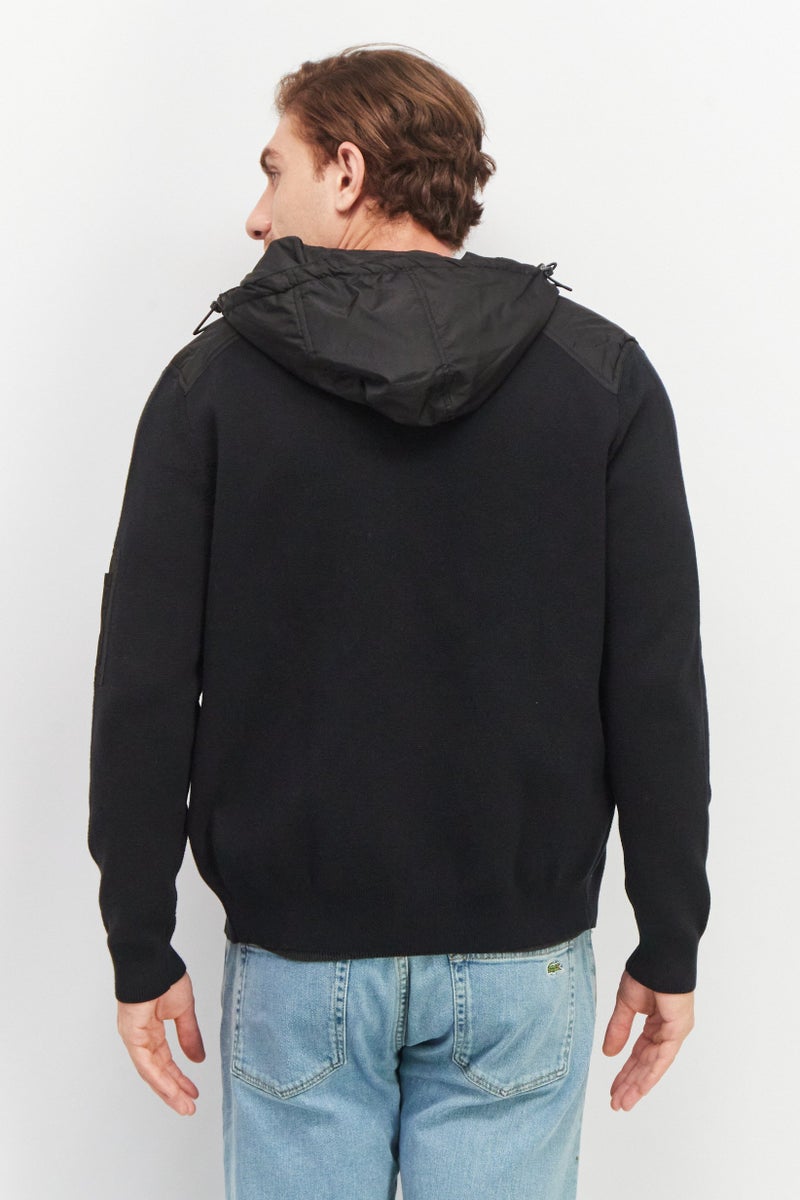 Celio Men Hooded Long Sleeve Knitted Cardigans, Black - Image 2