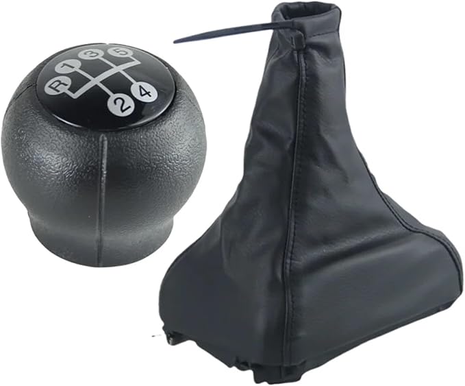 5 Speed Chrome Black Gear Shift Knob Handbrake Grips Gaiter Boot Cover 2Pcs A - Image 1