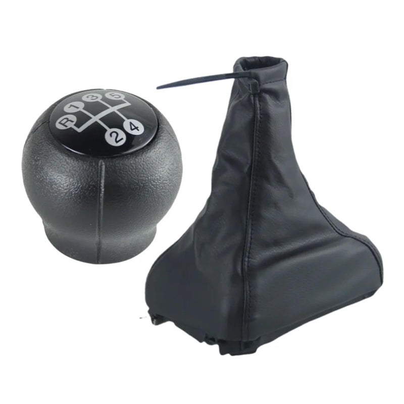 5 Speed Chrome Black Gear Shift Knob Handbrake Grips Gaiter Boot Cover 2Pcs A - Image 2