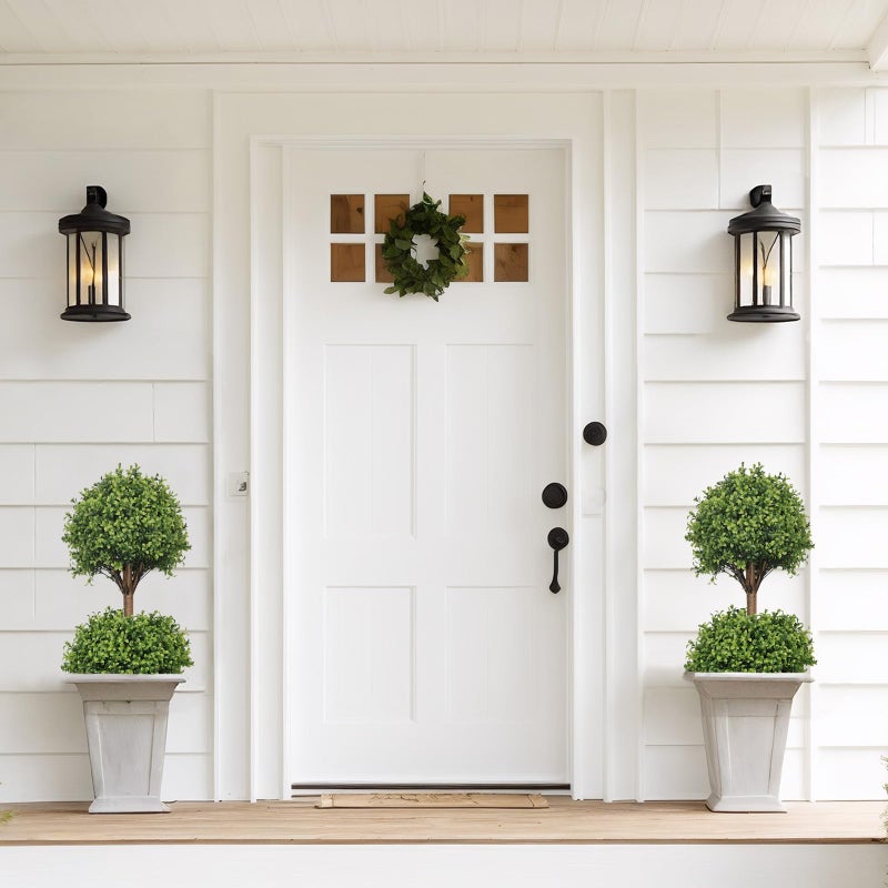 THE BLOOM TIMES 40" Tall Artificial Boxwood Double Ball Topiary Trees, UV Resistant Large Fake Potted Plants for Outdoor Planter, Realistic Faux Bushes Shrubs for Front Porch Outside Decor Set of 2 - Image 4