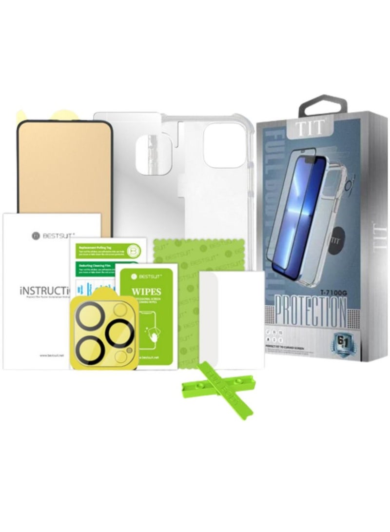 TIT Iphone 13 pro, transparent phone case, Max screen protector tempered glass, camera lens protector, magnetic ring, Shock proof, Anti-Scratch, ALL in One (Iphone 13 Pro) - Image 1