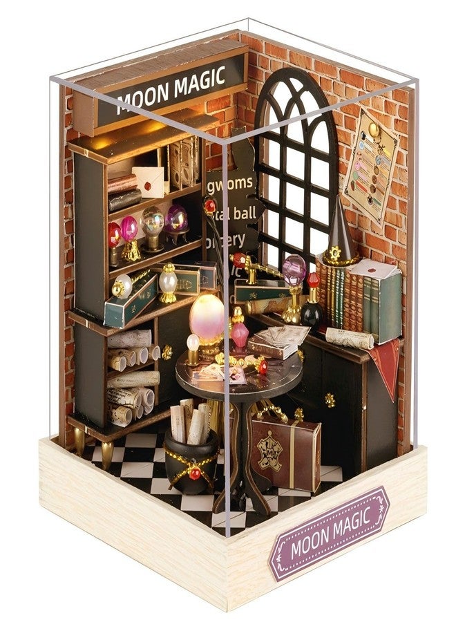 OZJAY DIY Miniature House Kit with Dust Proof Cover, 1:24 Scale Creative Room Mini DIY Wooden Dollhouse Miniature Kit for Adults Teen(Moon Magic) - Image 1