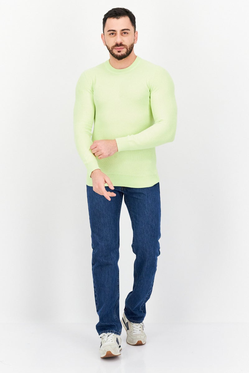 Celio سويت شيرت رجالي بأكمام طويلة بياقة دائرية، لون ليموني - Image 3