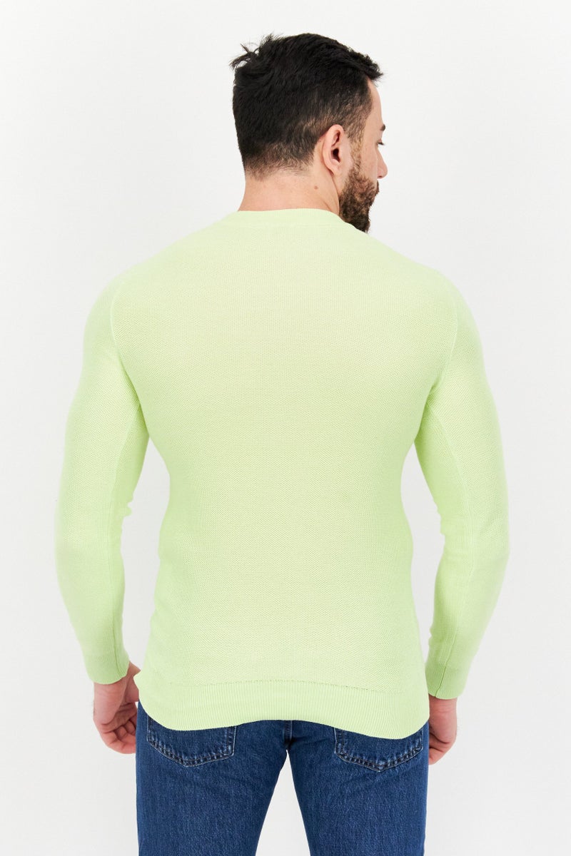 Celio سويت شيرت رجالي بأكمام طويلة بياقة دائرية، لون ليموني - Image 2