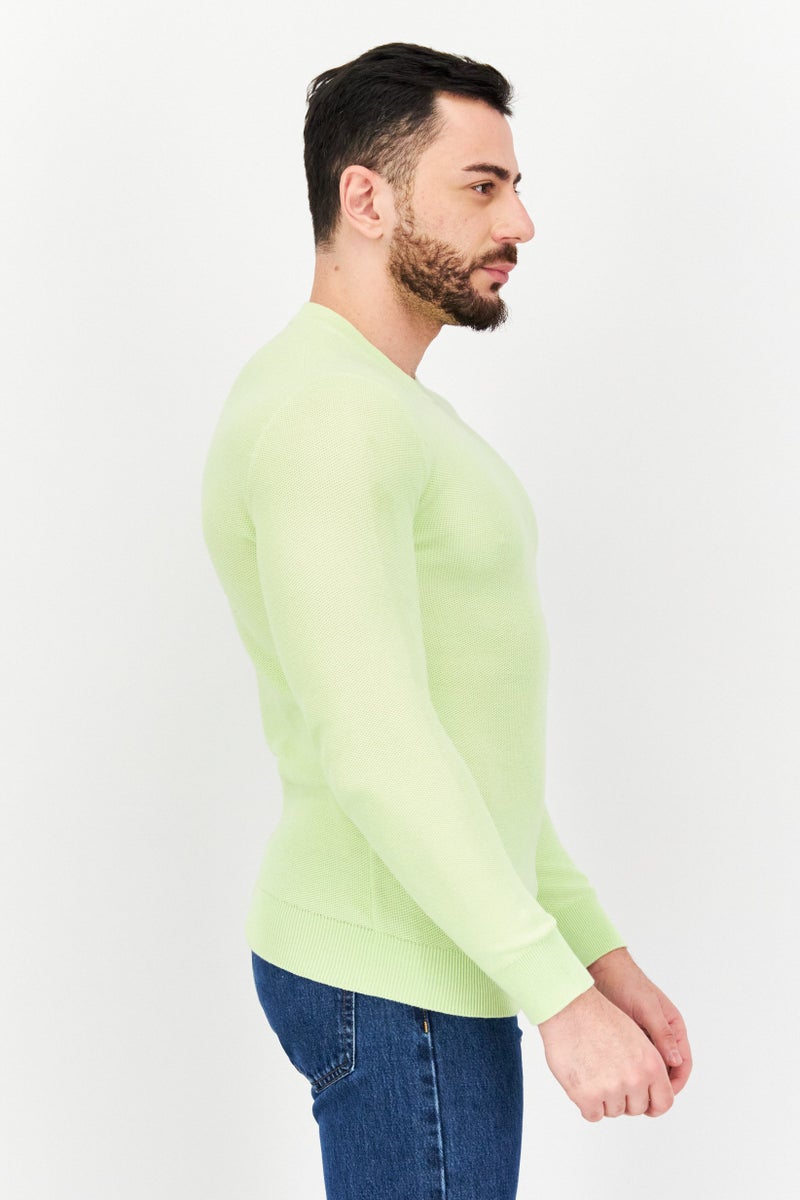 Celio سويت شيرت رجالي بأكمام طويلة بياقة دائرية، لون ليموني - Image 4