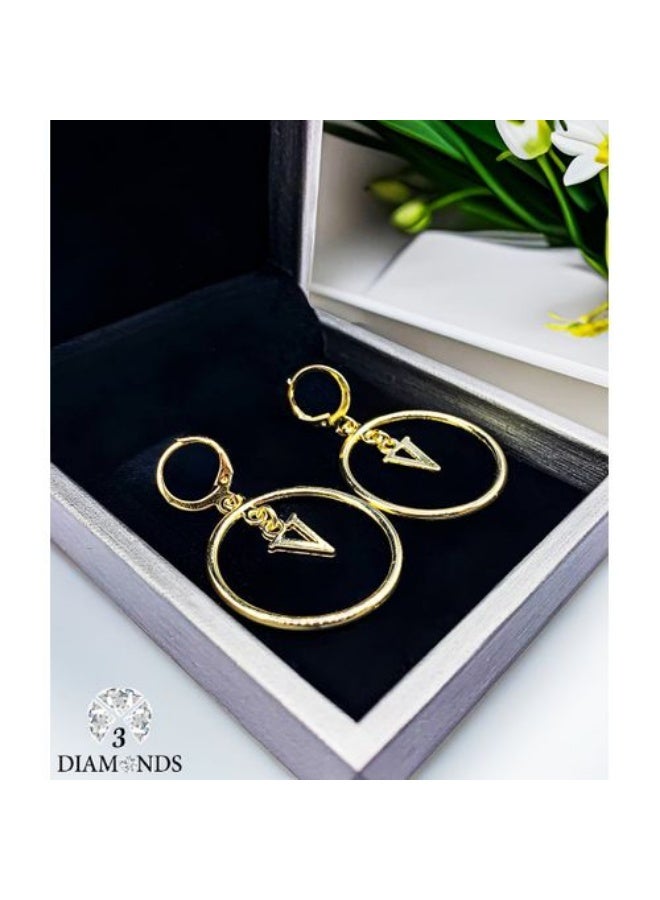 Gold Plated Letter V Drop Earrings with Cubic Zirconia