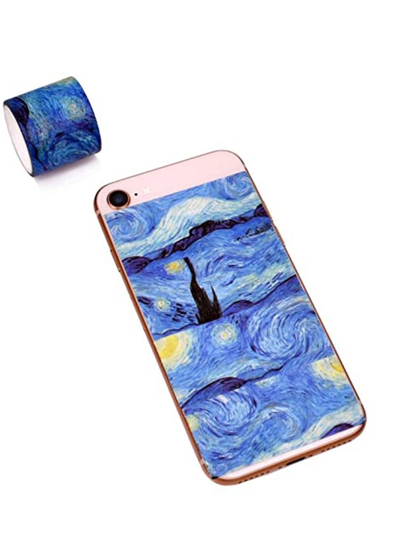 Captaintech Van Gogh Starry Night, DIY Crafts, Washi Tape Set of 12 Rolls, Decorative Green Leaves Floral Blue Yellow Washi Masking Tape Sets for Craft, Kids, Scrapbook, Diary, DIY, Gift Wrapping - Image 3