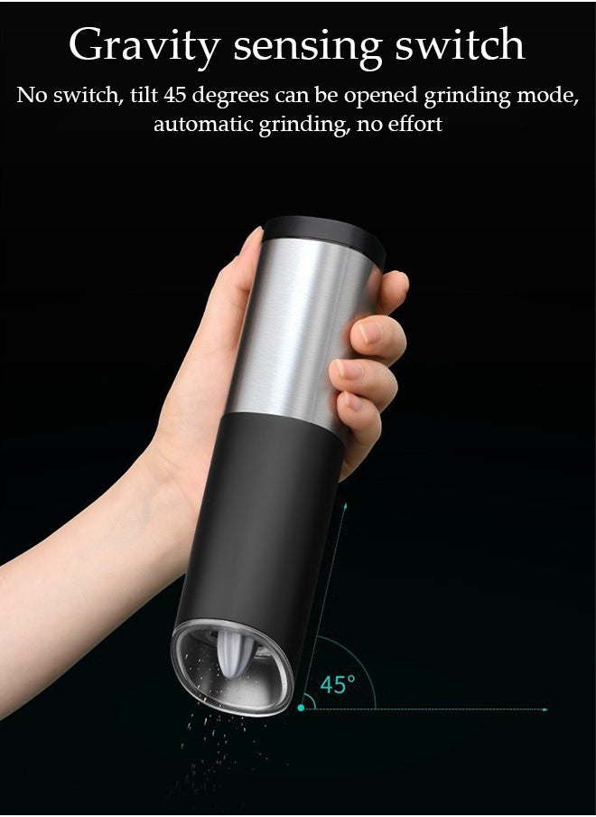 DUNISO - Electric Pepper Grinder or Salt Grinder Mill with Adjustable Coarseness Ceramic Mechanism, Automatic Operation, Battery Powered with Blue LED Light - Image 1