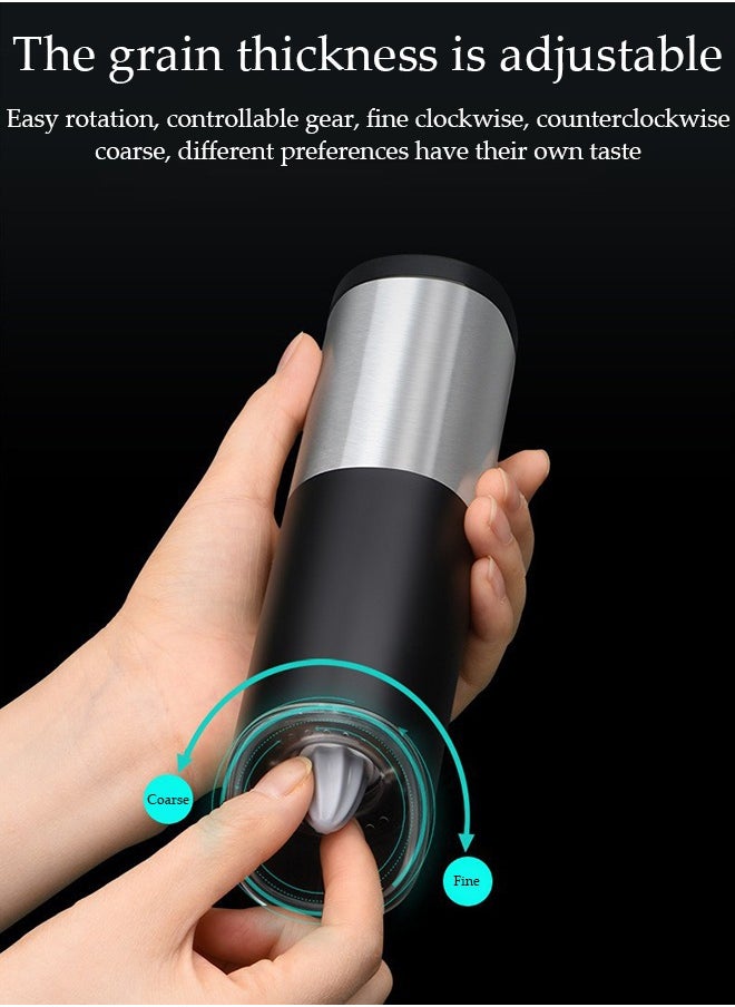 DUNISO - Electric Pepper Grinder or Salt Grinder Mill with Adjustable Coarseness Ceramic Mechanism, Automatic Operation, Battery Powered with Blue LED Light - Image 1