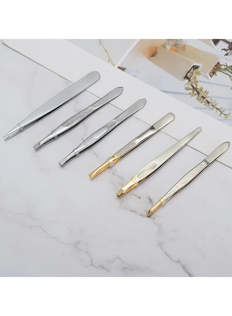 ORiTi 3 Pcs Stainless Steel Eyebrow Clip Oblique Flat Mouth Trimming Eyebrow Clip Eyebrow Trimming Scissors Tweezers Makeup Tool - Image 3