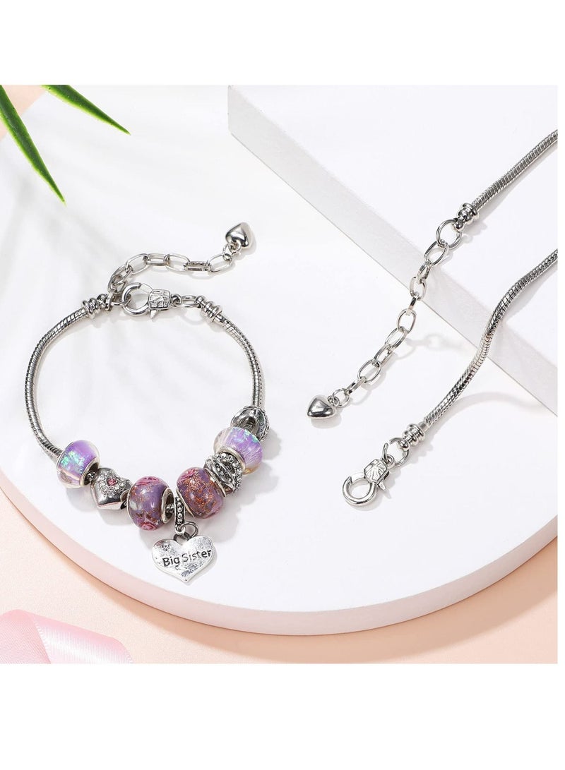 Excefore Adjustable Charm Bracelet, 27 Pieces Chain Charm Bracelet Jewelry Making Bracelet Chain with Heart Shape Lobster Clasp Adjustable Charm Chain Bracelet for Women DIY Jewelry Crafts Supplies (Silver) - Image 2
