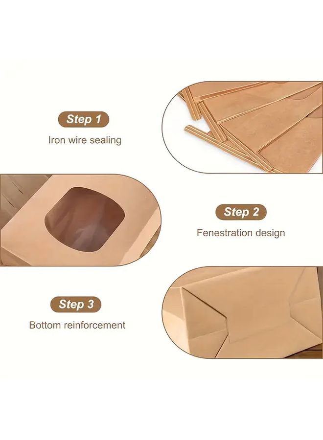 Brown Gift Bags With Window 12pcs Durable Paper Bags For Party Wedding Birthday - Image 5