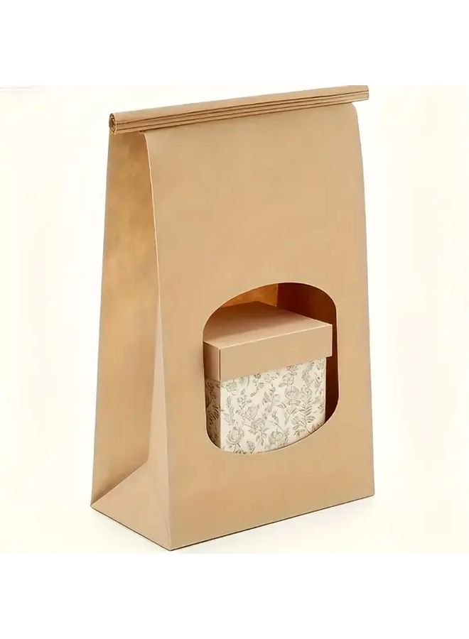 Brown Gift Bags With Window 12pcs Durable Paper Bags For Party Wedding Birthday - Image 1