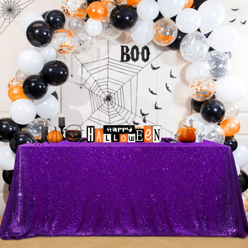 BCOOL Purple Sequin Tablecloth 60x102 Inch Sparkly Kitchen Cloth Glitter Table Drape Overlay for Wedding Halloween Birthday Party Decorations