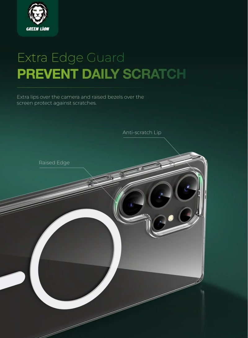 GREEN LION Galaxy S25 Ultra Magsafe Case Crystal Clear / Strong Magnets/ Comfortable Grip /Anti-Scratch / Drop Protection / Raised Edge / Precise Cutouts / Flexible Back Cover - Clear - Image 3
