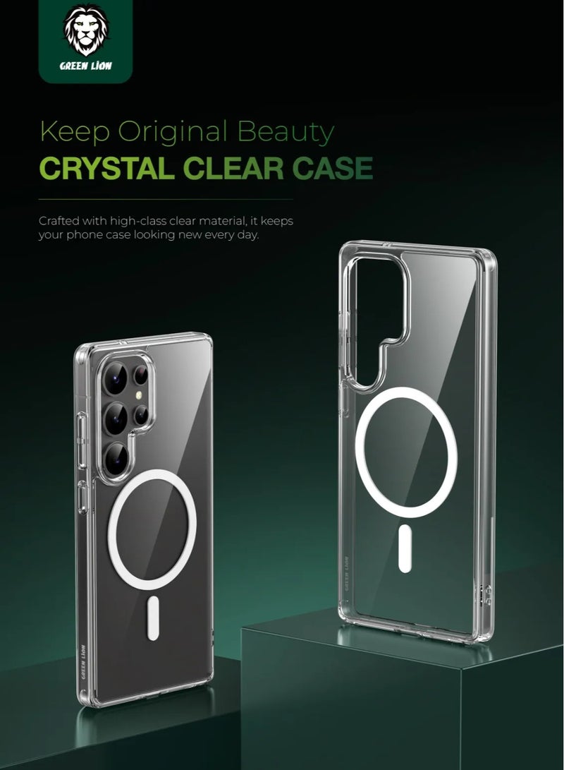 GREEN LION Galaxy S25 Ultra Magsafe Case Crystal Clear / Strong Magnets/ Comfortable Grip /Anti-Scratch / Drop Protection / Raised Edge / Precise Cutouts / Flexible Back Cover - Clear - Image 4