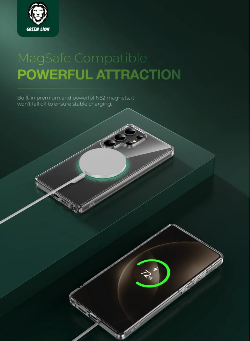 GREEN LION Galaxy S25 Ultra Magsafe Case Crystal Clear / Strong Magnets/ Comfortable Grip /Anti-Scratch / Drop Protection / Raised Edge / Precise Cutouts / Flexible Back Cover - Clear - Image 5