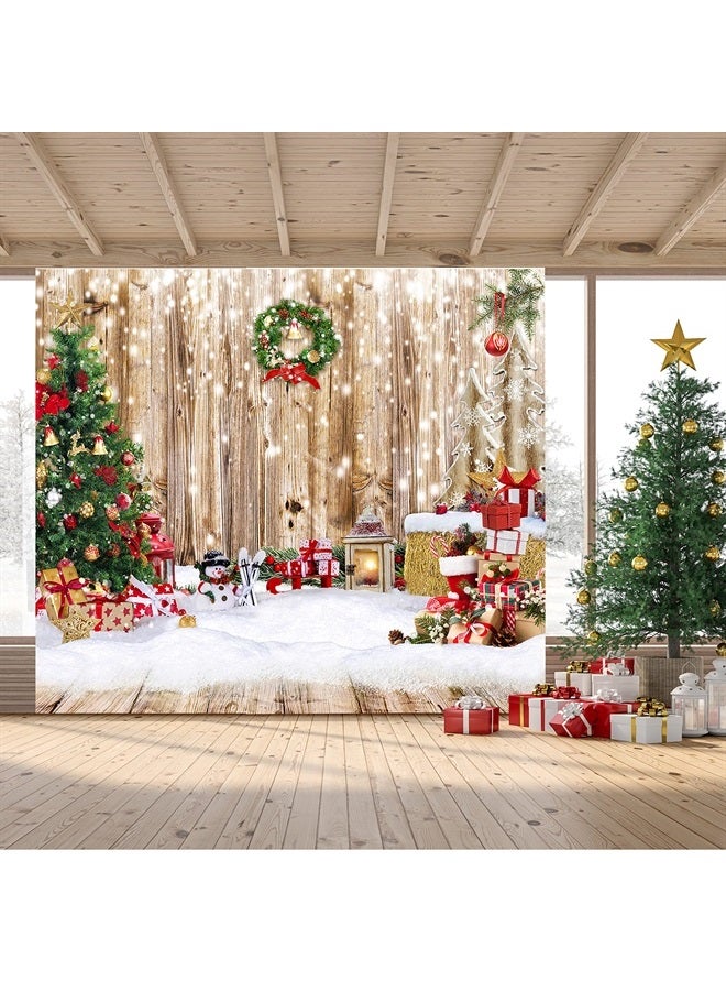 10x10ft Christmas Backdrops for Photography Winter Snow Photography Backdrop Rustic Wood Floor Backdrop Xmas Tree Gift Christmas Family Party Background New Year Backdrop Decoration F25