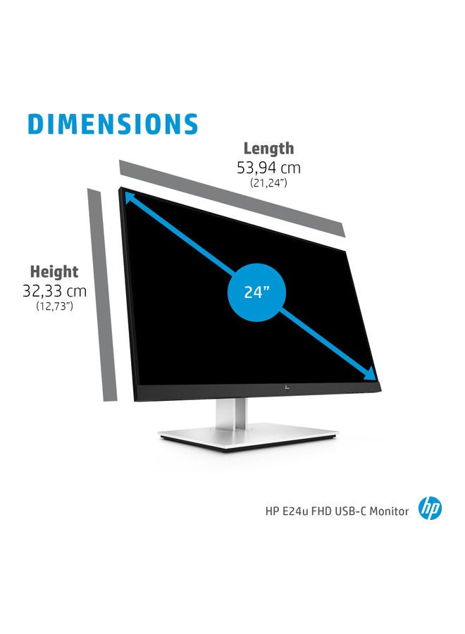 HP شاشة اتش بي E24u G4, بقياس FHD (1920 × 1080) 24 بوصة مضادة للتوهج ، بدون كاميرا مدمجة ، بدون ميكروفون ، بدون مكبرات صوت ، IPS ،قابل لضبط الارتفاع و الدوران المحوري أسود وفضي - Image 5