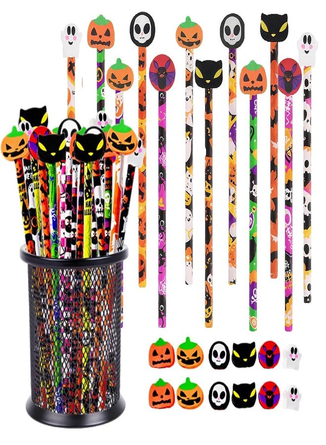 BAISDY 36Pcs Halloween Pencils with Erasers Bulk, Assorted Phumkin Ghost Bat Shape Wooden Pencil for Home Office Supplies - Image 1