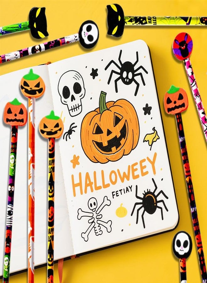 BAISDY 36Pcs Halloween Pencils with Erasers Bulk, Assorted Phumkin Ghost Bat Shape Wooden Pencil for Home Office Supplies - Image 5