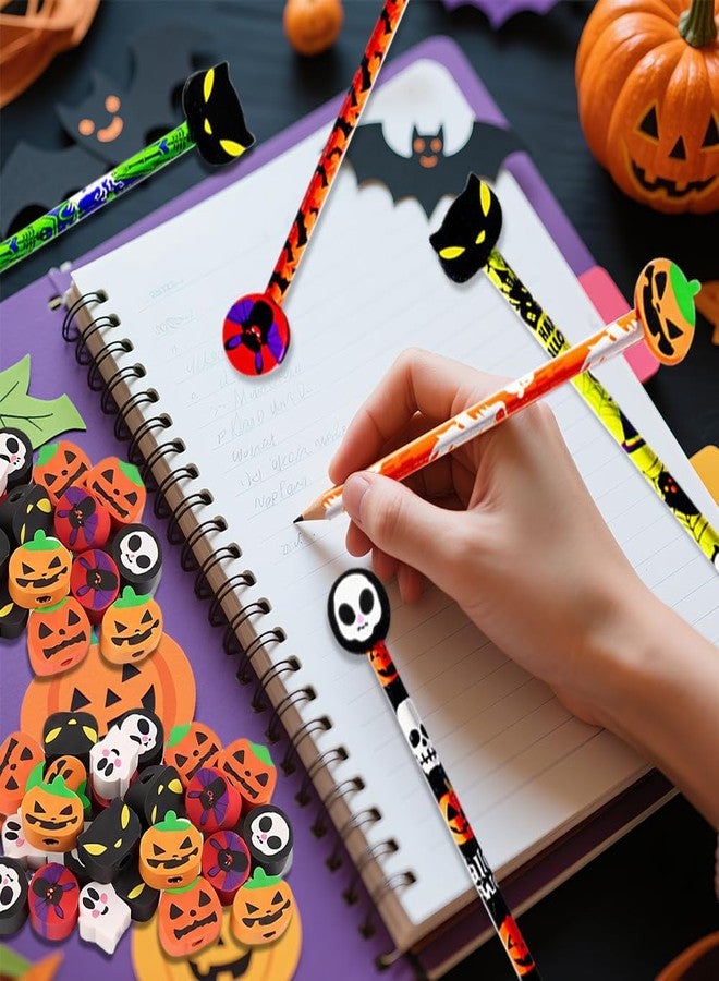 BAISDY 36Pcs Halloween Pencils with Erasers Bulk, Assorted Phumkin Ghost Bat Shape Wooden Pencil for Home Office Supplies - Image 4