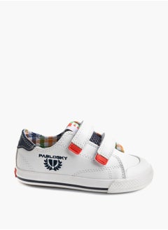 Pablosky Boys' Embroidered Sneakers with Hook and Loop Closure  - Image 1
