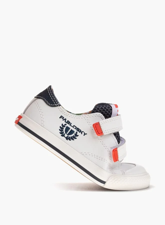 بابلوسكي Boys' Embroidered Sneakers with Hook and Loop Closure School Shoes