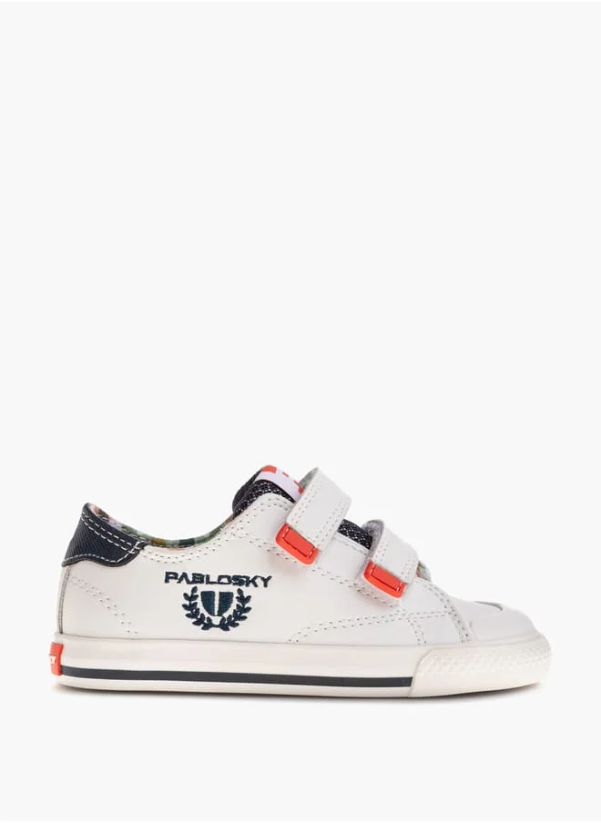 Pablosky Boys' Embroidered Sneakers with Hook and Loop Closure