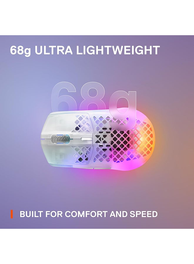 SteelSeries Aerox 3 Wireless - Super Light Gaming Mouse - 18,000 CPI TrueMove Air Optical Sensor - Ultra-Lightweight Water Resistant Design - 200 Hour Battery Life - Ghost, White - Image 5