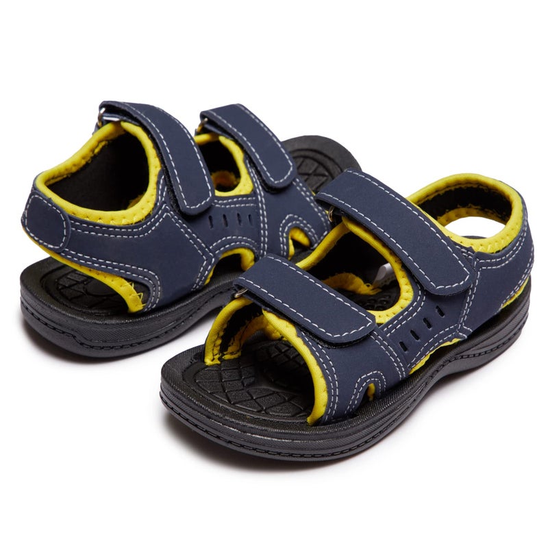 Skysole Double Strap Rugged Sport Sandals for Boys, Rubber Sole Summer Kids Sandals & Water Shoes, Yellow/5-6 Toddler - Image 1