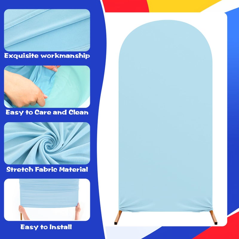 Mindsoft Fast Party Arch Backdrop Cover Set of 3 Racing Theme Arch Covers Spandex Stretch Backdrop Stand 4ft, 5ft, 6ft for Wedding Birthday Banquet Ceremony Decoration(Blue) - Image 2
