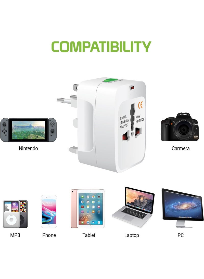 Raxon Innovation Raxon Innovation Universal Travel Adapter International All in One Worldwide Travel Adapter with USB Ports with Multi Type Power Outlet USB 21A100250 Voltage White Without USB  - Image 4