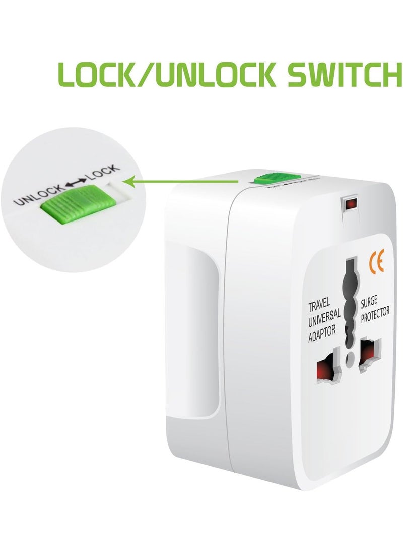 Raxon Innovation Raxon Innovation Universal Travel Adapter International All in One Worldwide Travel Adapter with USB Ports with Multi Type Power Outlet USB 21A100250 Voltage White Without USB  - Image 5