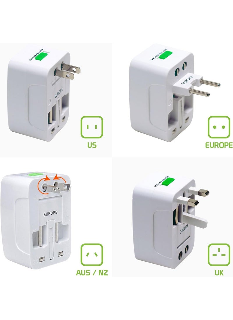 Raxon Innovation Raxon Innovation Universal Travel Adapter International All in One Worldwide Travel Adapter with USB Ports with Multi Type Power Outlet USB 21A100250 Voltage White Without USB  - Image 3