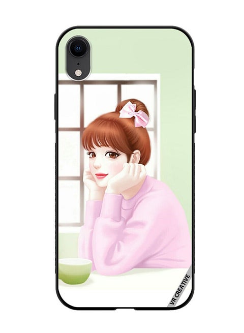 Protective Case Cover For Apple iPhone XR Girl Having Tea Design Multicolour