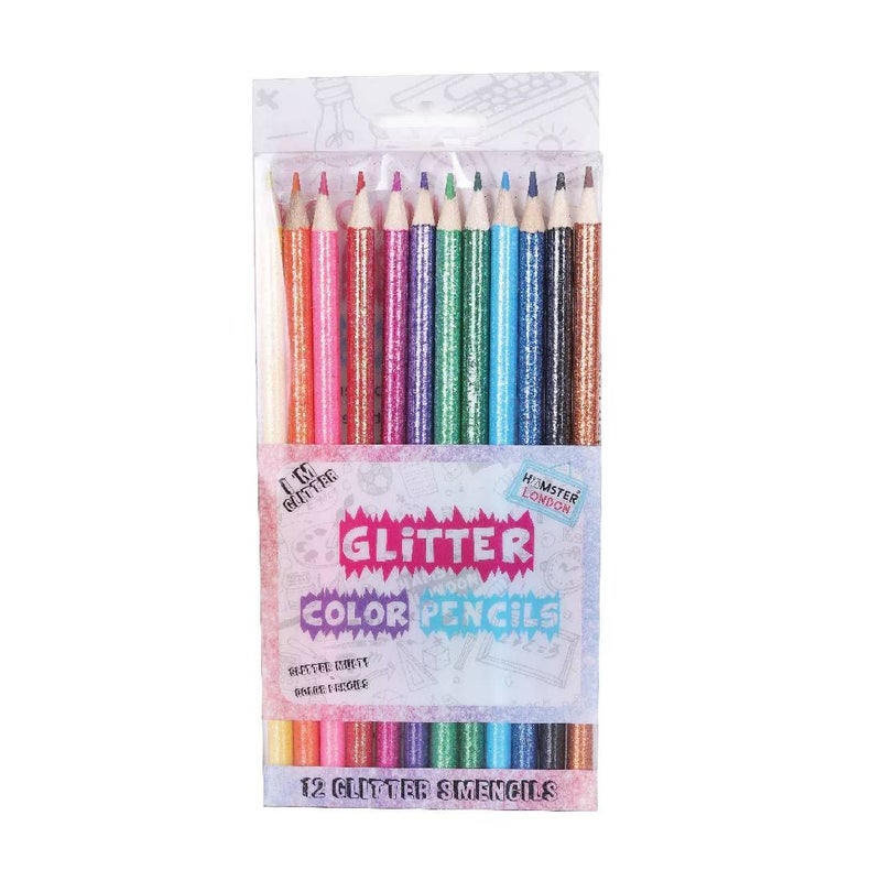 HAMSTER London Glitter Pencil Color SetPack Of 12Art Drawing Color Pencils For Art Craft WorkProfessional Coloring Pencils For ArtistsBeginners Students ChildrenMulticolor - Image 1