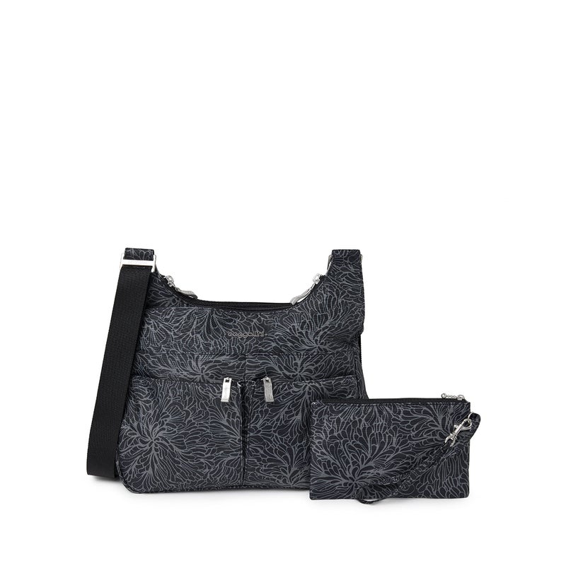 Baggallini Cross Over Crossbody Bag for Women Lightweight WaterResistant Travel Bag with Adjustable Strap RFID Wristlet