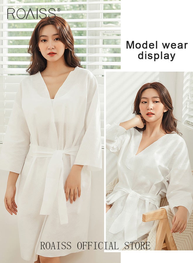 رويس رداء حمام للاستعمال مرة واحدة للنساء والرجال، 5 قطع، محمول بأكمام طويلة، نمط لؤلؤي سميك، لوازم رحلات العمل مناسبة للسفر - Image 1