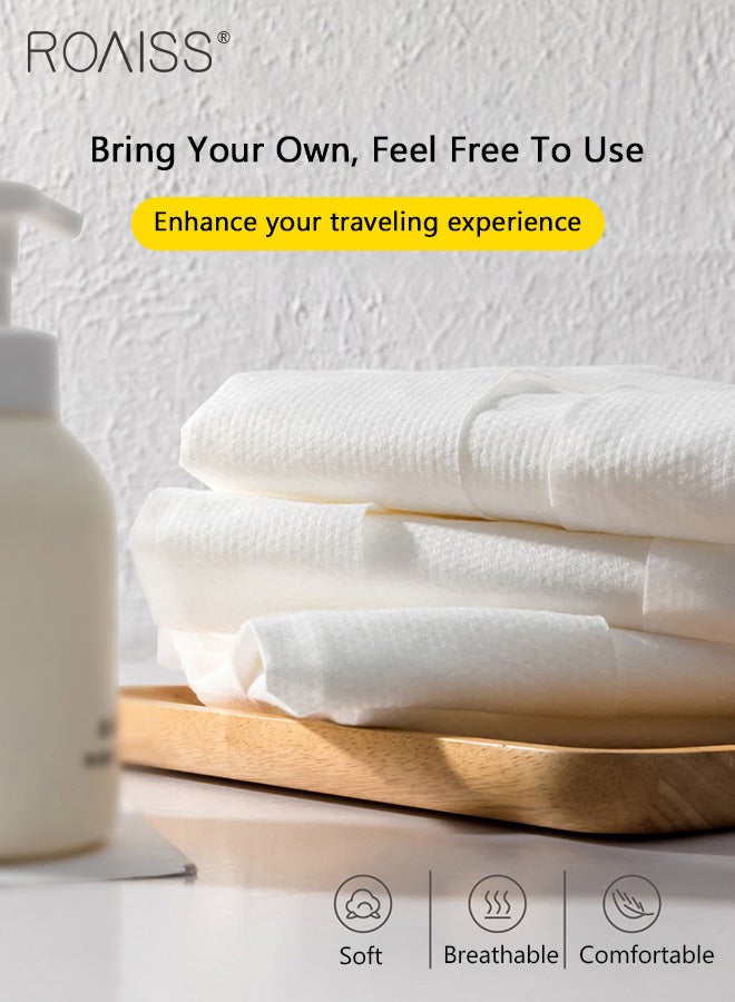 رويس رداء حمام للاستعمال مرة واحدة للنساء والرجال، 5 قطع، محمول بأكمام طويلة، نمط لؤلؤي سميك، لوازم رحلات العمل مناسبة للسفر - Image 3