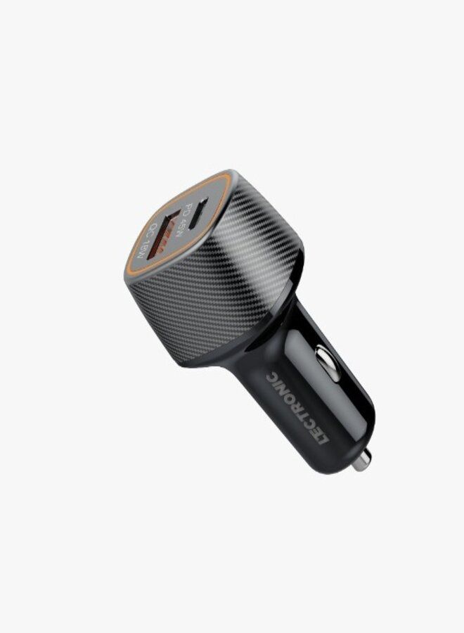 ليكترونيك شاحن سيارة التيميت درايف PD بقوة 63 واط شاحن سيارة مزدوج فائق السرعة مع كيبل تايب سي إلى تايب سي معتمد بطول 1 متر. منفذ تايب سي (PD3.0): 45 واط كحد أقصى. منفذ تايب أيه (QC3.0): 18 واط كحد أقصى. - Image 2