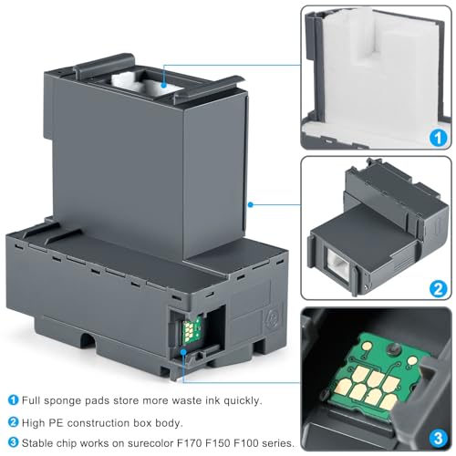 Poschink C13S210125 Ink Maintenance Box (S210125/SC23MB), Waste Ink Tank Replacement Compatible for EPSON Surecolor SC-F170 F100 F150 Dye Sub Printers - 2 Packs - Image 4