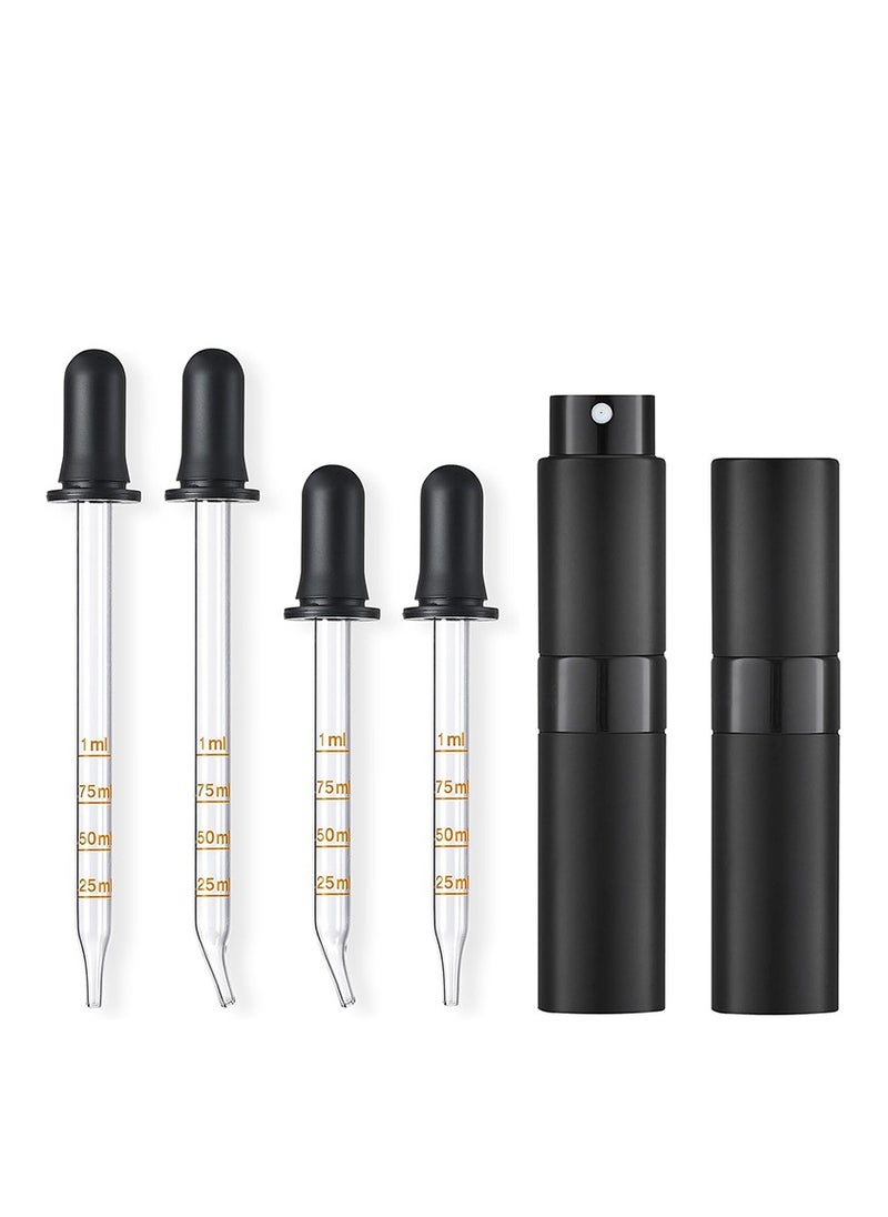 Generic 2-Piece 8ml Perfume Atomizer,Portable Empty Mini Spray Bottle for Perfume,Cologne Liquid Sprayer,Rotating DesignUseAluminum Shell AndGlassLiner (Includes Liquid Dispensing Tool,Black)  - Image 1