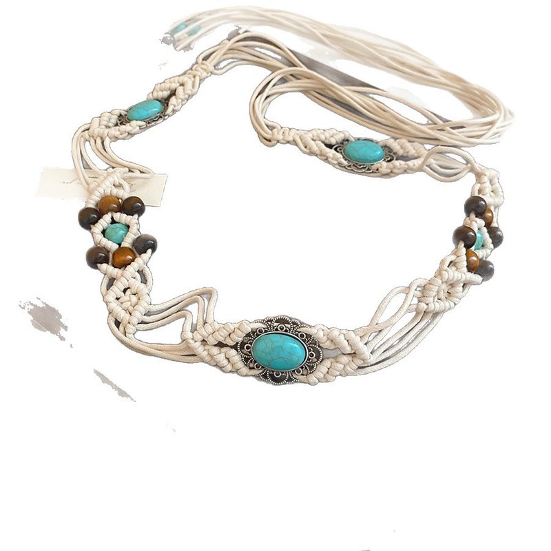 Bohemian Ethnic Wood Bead Waist Chain Belt - Image 1
