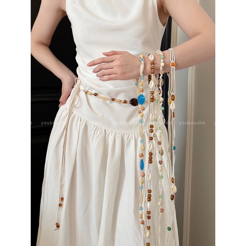 Bohemian Ethnic Wood Bead Waist Chain Belt - Image 3