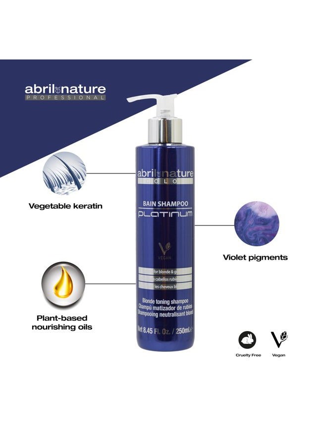 abril et nature شامبو بلاتينيوم من أبريل إت ناتشر - 1000 مل - شامبو تلوين بنفسجي - لتخفيف الشعر الرمادي أو المبيض - يقضي على درجات اللون الأصفر النحاسي - علاج الشعر بالكيراتين - Image 5