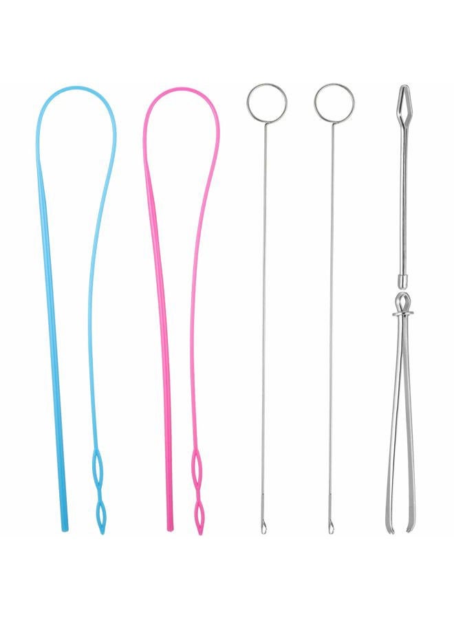 WILLBOND 6 Pieces Sewing Loop Kit, Include Loop Turner Hook Flexible Drawstring Threader Metal Tweezers Long Loop Turner Tool with Latch for Fabric Belts Strips DIY Knitting Accessories - Image 1