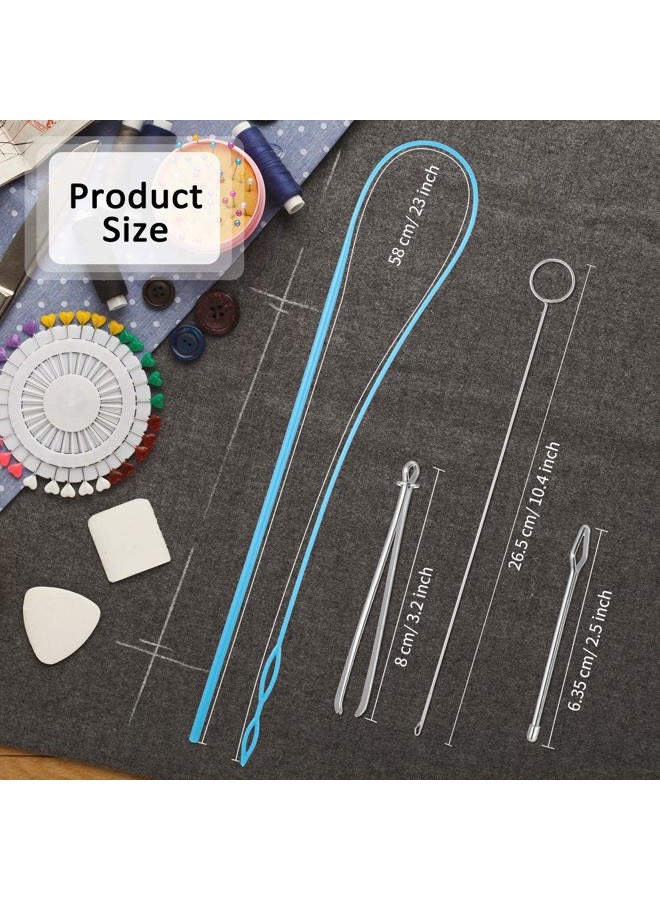 WILLBOND 6 Pieces Sewing Loop Kit, Include Loop Turner Hook Flexible Drawstring Threader Metal Tweezers Long Loop Turner Tool with Latch for Fabric Belts Strips DIY Knitting Accessories - Image 5