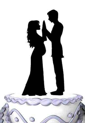 Kaishihui Meijiafei Pregnant Bride and Groom Silhouette Wedding Cake Toppers - Image 2
